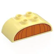 Duplo Brick 2 x 4 Curved Top with Orange Pumpkin Top Print, Bright Light Yellow