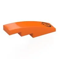 Brick Curved 4 x 1 No Studs with Black Laurel Print, Orange