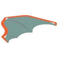 Wing, Left, with Dark Turquoise Inside Print, Orange