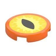 Tile Round 2 x 2 with Yellow/Bright Light Yellow, Black Pupil Print, Orange