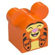 Duplo Brick 2 x 2 x 2 Curved Top with Tigger Print, Orange
