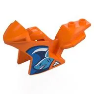 Fairing, Motorcycle, Racing (Sport) Bike with White/Dark Blue Wave, Dark Azure Shark Print, Orange
