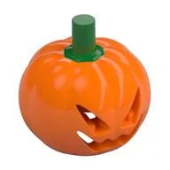 Costume / Mask, Pumpkin with Jack O' Lantern Face and Green Stem Print, Orange