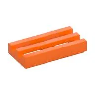 Tile Special 1 x 2 Grille with Bottom Groove, Orange