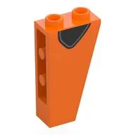 Brick Sloped Inverted 75° 2 x 1 x 3 with Black Shape, Dark Bluish Grey Shape Print, Orange