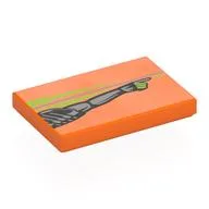 Tile 2 x 3 with Robotic Arm, Pointing, Lime Hand, Streaks Print, Orange