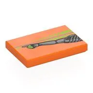 Tile 2 x 3 with Robotic Arm, Pointing, Lime Hand, Streaks Print, Orange