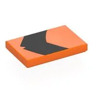 Tile 2 x 3 with Black Shape Print, Orange