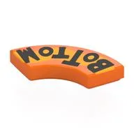 Tile 2 x 2 Curved, Macaroni with Black 'BoTToM', Bright Light Orange Band Print, Orange