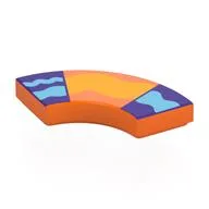 Tile 2 x 2 Curved, Macaroni with Bright Light Orange Band, Dark Purple/Dark Azure Shapes Print, Orange