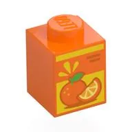 Brick 1 x 1 with Orange Juice Box Print, Orange