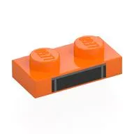 Plate 1 x 2 with Black Rectangle, Silver Stripe Print, Orange