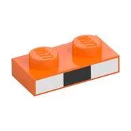 Plate 1 x 2 with White, Black Rectangles Print, Orange