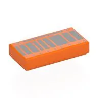 Tile 1 x 2 with Silver '20', '15', '136113966', Rectangles Print, Orange