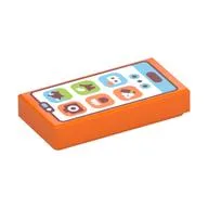 Tile 1 x 2 with Smart Phone, Icons Print, Orange