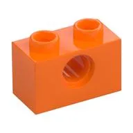 Technic Brick 1 x 2 [1 Pin Hole], Orange