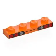 Plate 1 x 4 with Red/Silver Taillights on Black Background Print, Orange