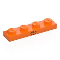 Plate 1 x 4 with Black Toyota Logo Print, Orange