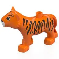 Duplo Animal Tiger Adult New Style, Semi-circular Eyes Print, Orange