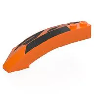 Brick Wedged, Curved 8 x 3 x 2 Open Right with Black Shapes, '748495' Print, Orange