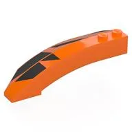 Brick Wedged, Curved 8 x 3 x 2 Open Right with Black Shapes Print, Orange