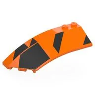 Brick Wedged, Curved 8 x 3 x 2 Open Left with Black Shapes Print, Orange