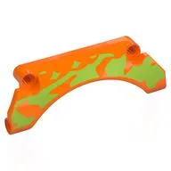 Technic Panel Car Mudguard Arched 9 x 2 x 3 with Lime Splotches Print, Orange