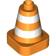 Duplo Cone 2 x 2 Square Base with White Reflective Safety Stripes Print, Orange