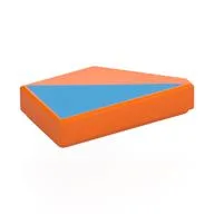 Tile 1 x 2 with Stud Notch Left with Medium Azure Triangle Print, Orange