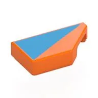 Tile 1 x 2 with Stud Notch Right with Medium Azure Triangle Print, Orange