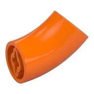 Brick Round 2 x 2 D. Tube with 45° Elbow and Axle Holes (Crossholes) at Each End [LONG], Orange
