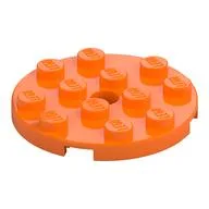 Plate Round 4 x 4 with Pin Hole, Orange