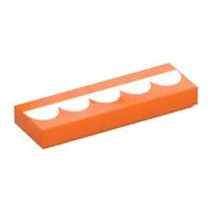 Tile 1 x 3 with White Half Circles / Teeth Print, Orange