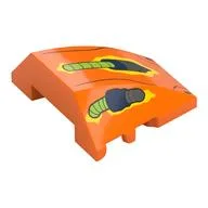 Brick Wedged, Curved 4 x 3 No Studs with Silver/Lime Hoses, Black Lines Print, Orange