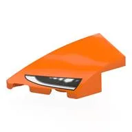 Brick Wedged, Curved 4 x 2 with Stud Notch Left with Headlight Print, Orange