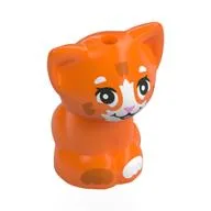 Animal, Cat, Kitten Sitting with White Face, White/Dark Orange Spots, Bright Pink Nose Print, Orange