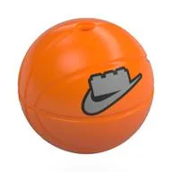 Minifig Head Special, Basketball with Silver LEGO Brick, Nike Logo Print, Orange