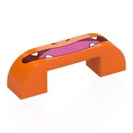 Brick Curved Double 1 x 4 with 1 x 2 x 2/3 Cutout with Dark Red Mouth, White Fangs, Dark Pink Tongue Print, Orange