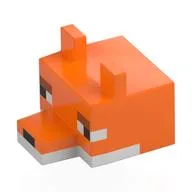 Animal Body Part, Fox Head Blocky with White Underside, Black Eyes, Nose Print, Orange