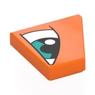Wedge Tile 2 x 2 Left with White Eye, Dark Turquoise Iris Right Print, Orange
