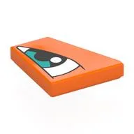 Wedge Tile 2 x 2 Right with White Eye, Dark Turquoise Iris Left Print, Orange