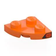 Plate Round Corner 2 x 2 with Red Tail Light Print, Orange