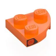 Plate Round Corner 2 x 2 with Red Tail Light Print, Orange