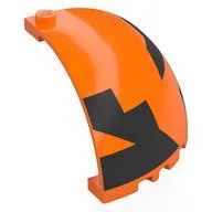 Panel 5 x 5 x 3 1/3 Corner, Curved Top with Black Shapes Print, Orange
