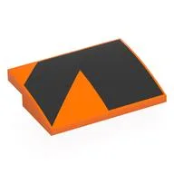 Brick Curved 4 x 3 x 2/3 No Studs with Black Shapes Print, Orange