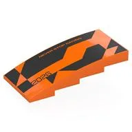Brick Curved 4 x 8 x 1 2/3 No Studs with Black Shapes, 'NEVER STOP RACING 2026' Print, Orange
