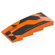 Brick Curved 4 x 8 x 1 2/3 No Studs with Black Shapes, 'NEVER STOP RACING 2026' Print, Orange