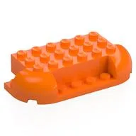 Brick Curved 4 x 8 with Rounded Ends, 1 x 4 Cutout in Front, Two 1 x 2 Cutouts in Back, Orange