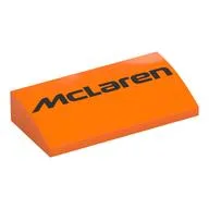 Brick Curved 2 x 4 x 2/3 No Studs with Black 'McLaren' Print, Orange