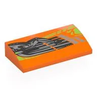 Brick Curved 2 x 4 x 2/3 No Studs with Droid Arm, Lime Shapes Print, Orange